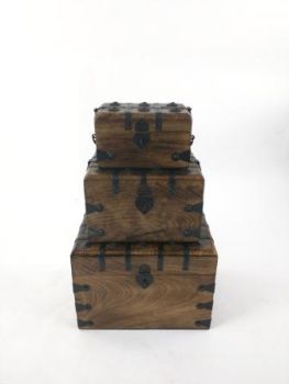 SH2320 - Wood / Iron Box Set of 3